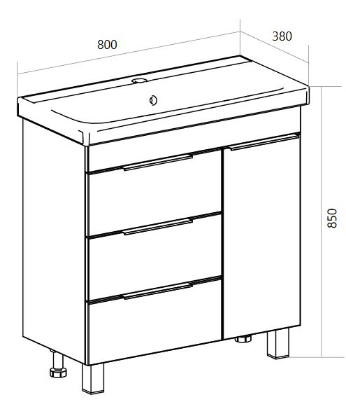 У92516 Тумба Gaula 80Н 3я 1д White 1 Marka Gaula  - Вид №8