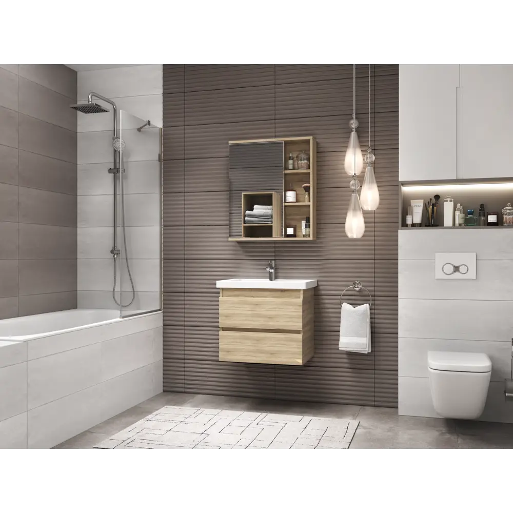 VIGO Подвесная тумба Matteo для ванной с двумя ящиками, дуб сонома 60 см 89050544 STLM-0989306 - Вид №8