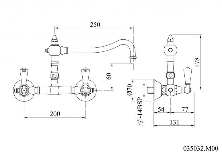 Bronces Mestre Кухонный смеситель на одно отверстие на два отверстия Retro 035032.m00.30 - Вид №1