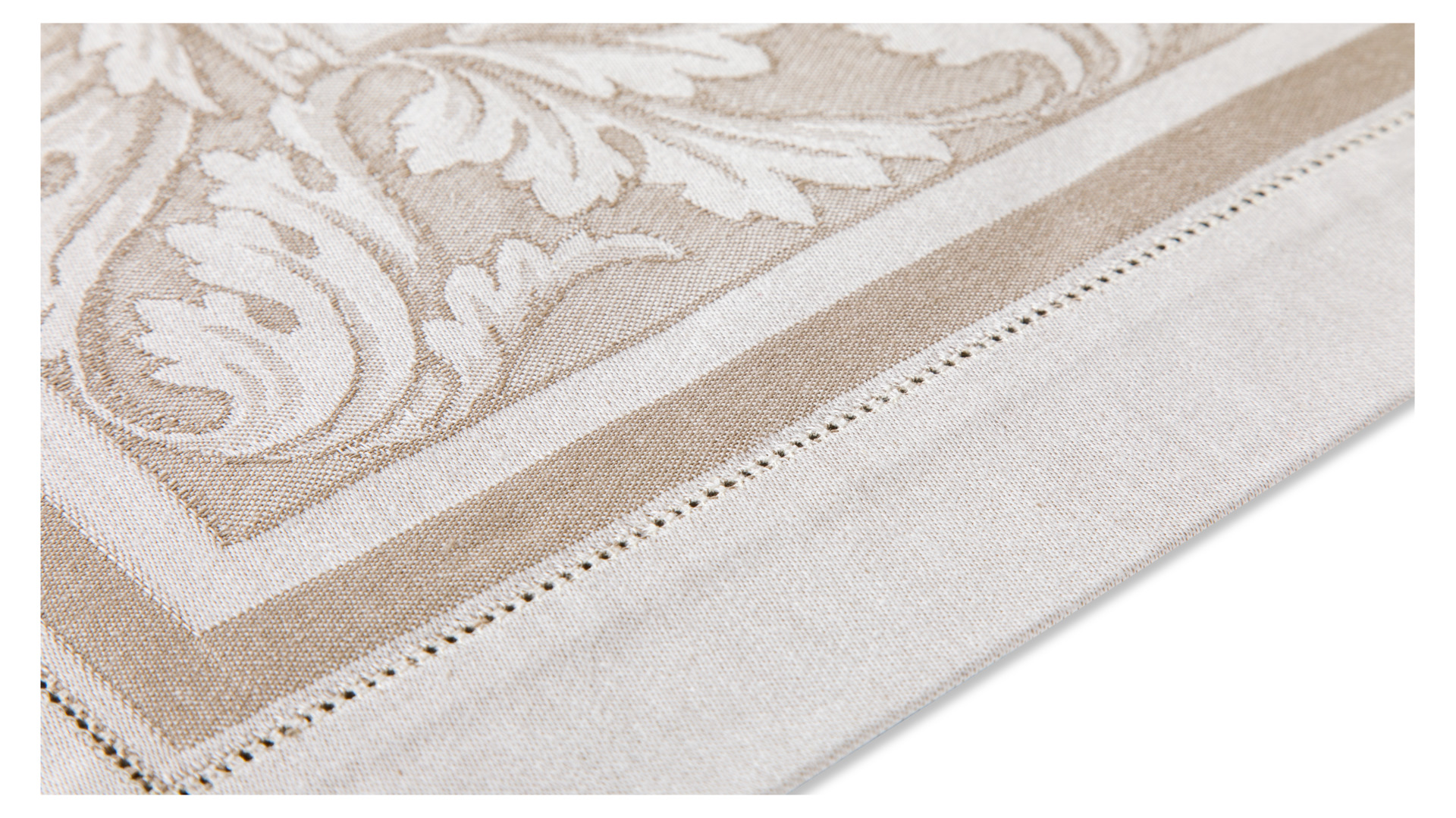 10652860 Яковлевский жаккард Скатерть прямоугольная Яковлевский Жаккард Акантус 178х350см бежевая, полулен Ткань  - Вид №2