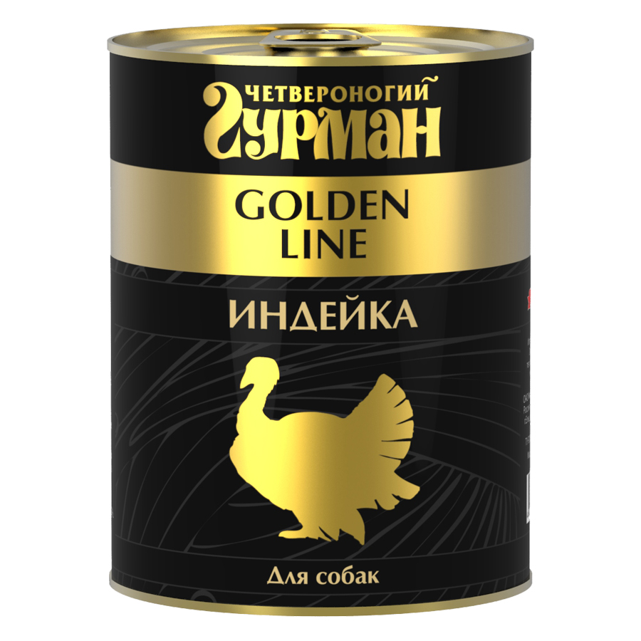 ПР0018350 Корм для собак Индейка натуральная в желе (золотая серия) конс. 340г ЧЕТВЕРОНОГИЙ ГУРМАН 