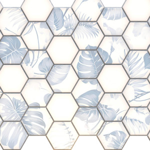 Панель ПВХ 0,3 соты «Голубая монстера» Stella