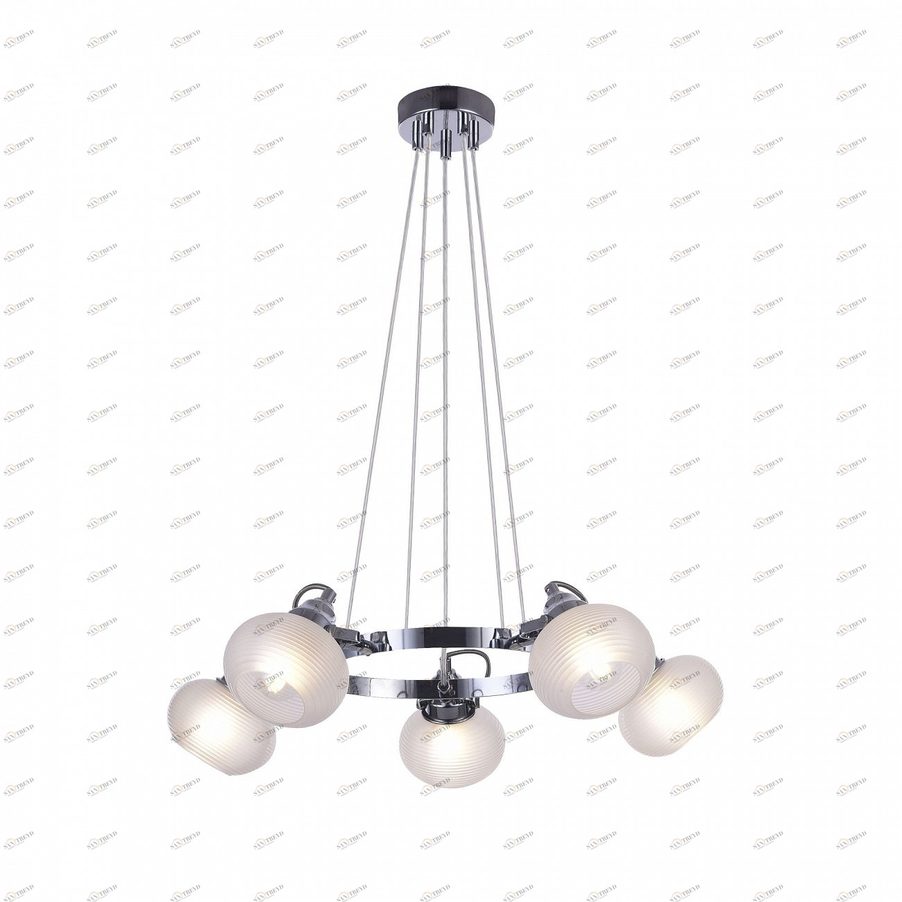 Светильник подвесной с 5 стеклянными плафонами хром Linda FR5690PL-05CH FREYA MODERN 00-3957107 Белый;хром