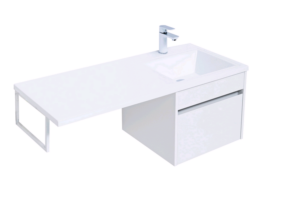 Тумба с раковиной Aquanet Токио 110 R белый (подвесная, 1 ящик) 0023691500235498 - Вид №3