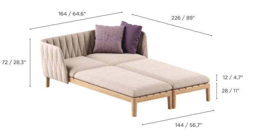 Двуспальная Садовая кровать из ткани и тика Royal Botania Calypso Lounge ARCH-00132758 - Вид №2