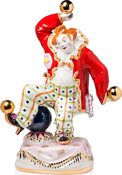 10618586 Мануфактуры Гарднеръ в Вербилках Фигурка 37см "Клоун с шаром" (Францъ Гарднеръ) Фарфор, Керамика 
