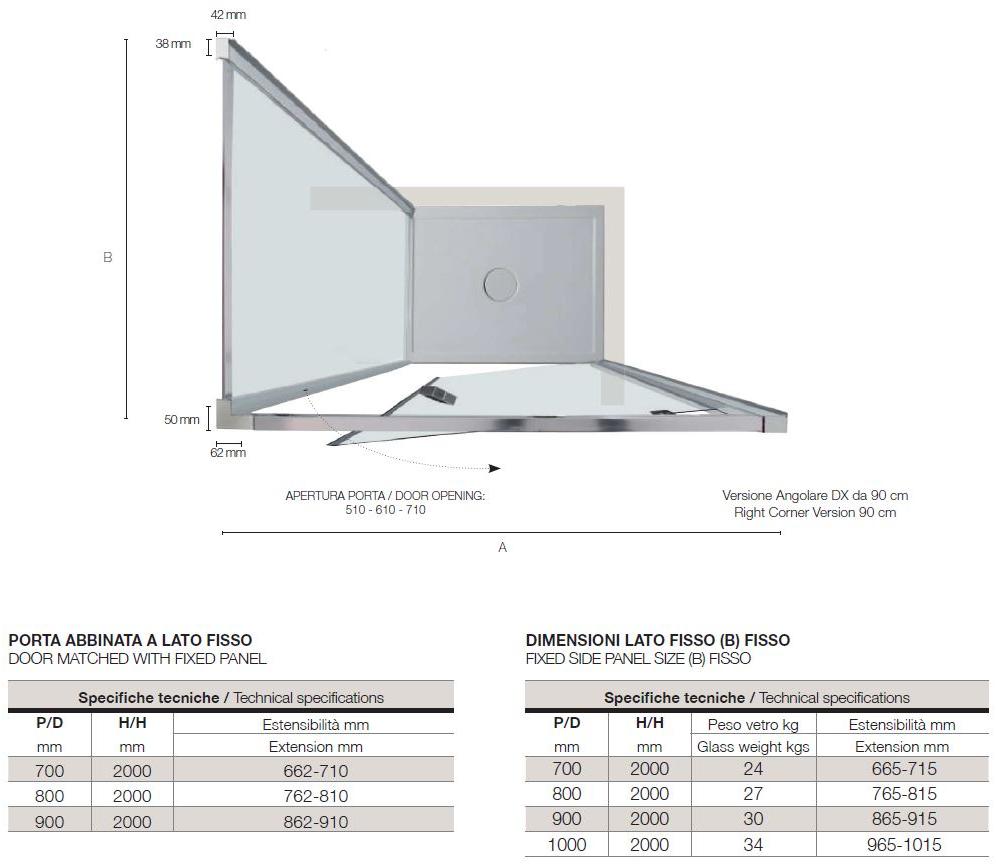 TAMANACO Душевая кабина угловая стеклянная с распашной дверцей sun-id-1443595 - Вид №1