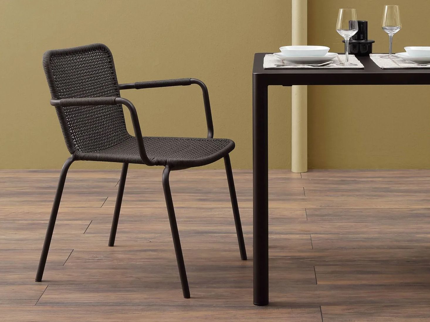 Плетеный алюминиевый сад штабелируемый подлокотник стул Nodo Italia Via ARCH-00070519 - Вид №3