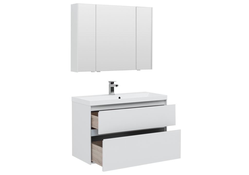 Мебель для ванной Aquanet Гласс 100 белый 0240468 - Вид №1