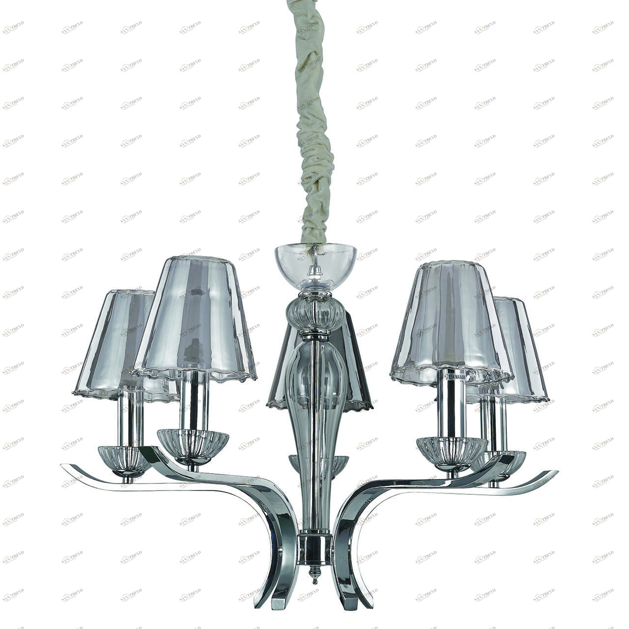 Люстра дизайнерская Initial серая, хром Event SP5 IDEAL LUX ДИЗАЙНЕРСКИЕ, EVENT 057345 Серый 