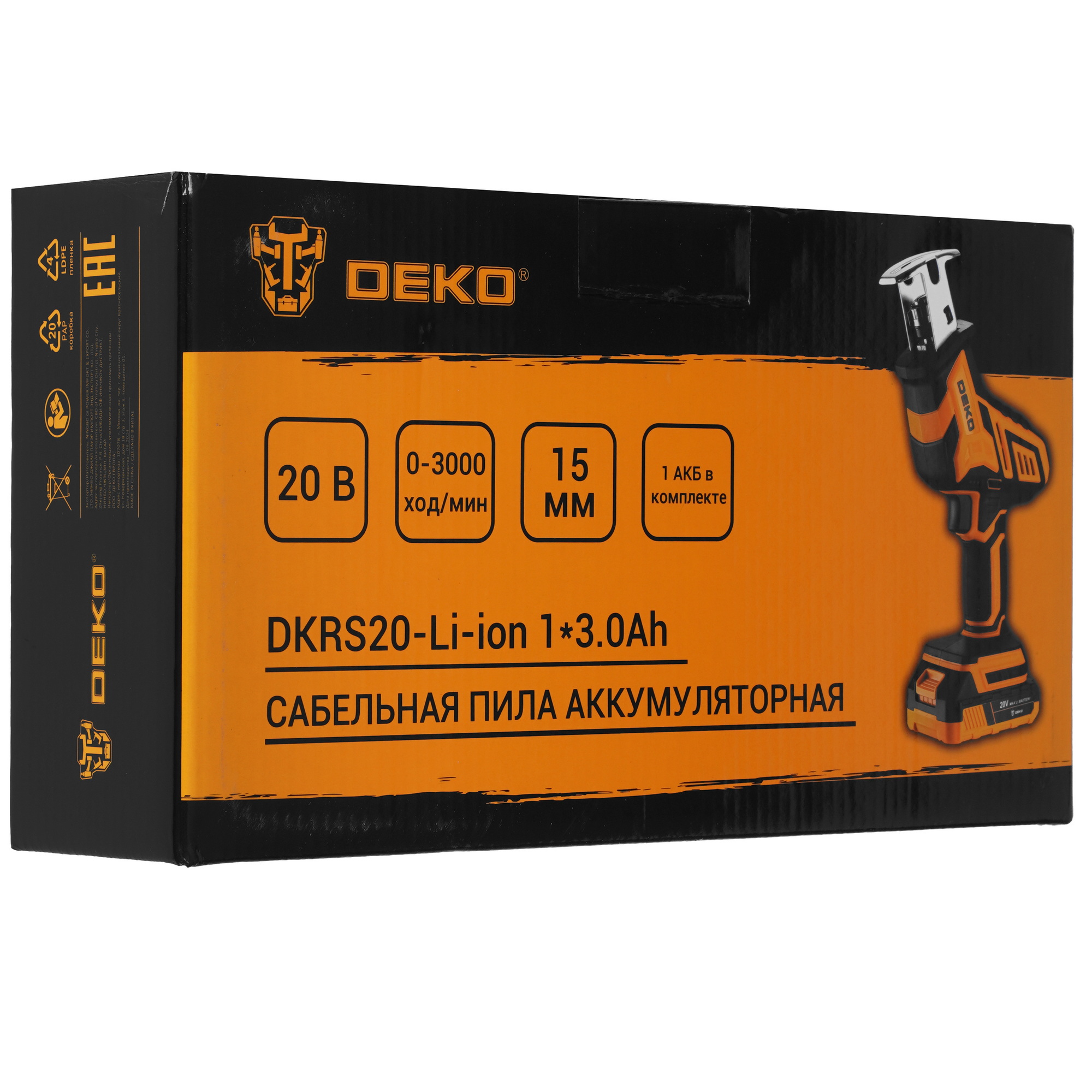 Сабельная пила DEKO DKRS20-Li-ion UNV 20V 9200192 STDN-0130020 - Вид №8