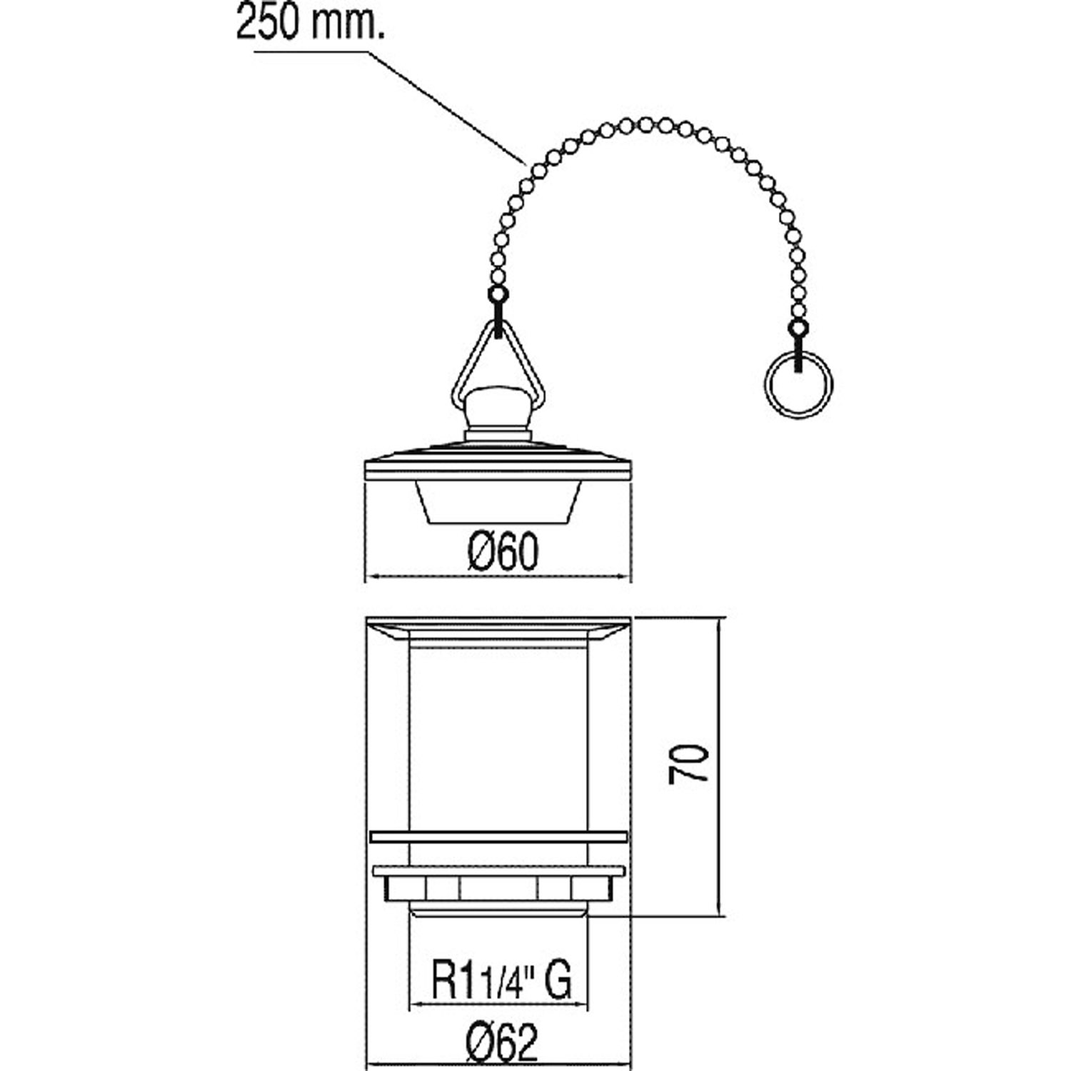 Сливной клапан с заглушкой и цепочкой для умывальника без перелива-13474330 TRES Drain - Вид №1