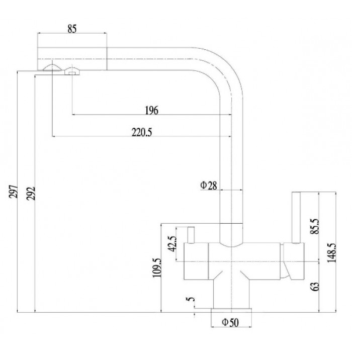 Zorg SZR-7039 нержавеющая сталь Смеситель для кухни Zorg 297х196/220.5 мм  - Вид №2