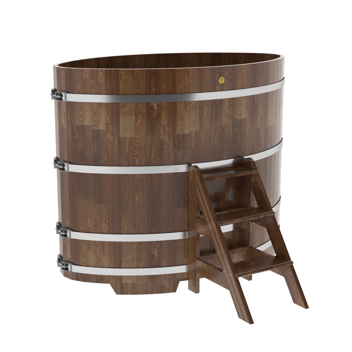 1535 Купель овальная из сращенных ламелей лиственницы 1,02х1,68х1,4 морёная Alyarus 