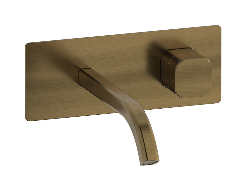 Настенный смеситель для раковины прогрессивный на 2 отверстия в комплекте с донным клапаном. WE ARE IB eo206mb_1 Modern Bronze Elio