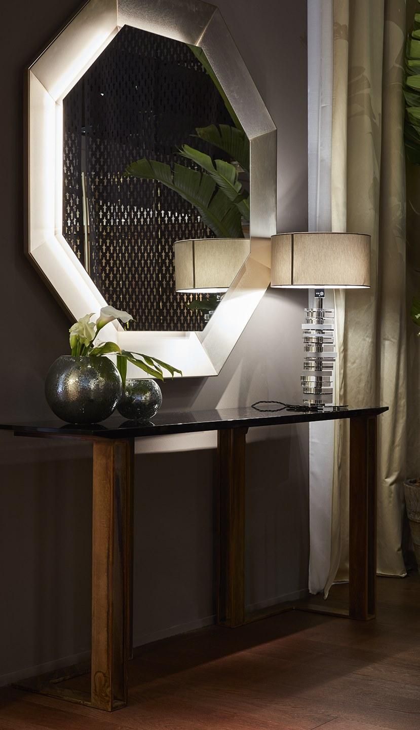 Paolo Castelli Лакированная прямоугольная консоль из мдф и металла Black and gold sun-id-1433253 - Вид №4