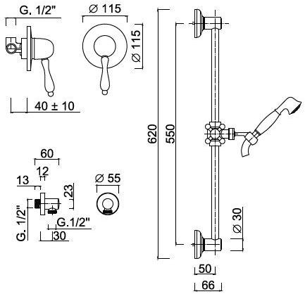 Rubinetteria Giulini Смеситель для душа / скользящая штанга Harmony - harmony crystal 9515ws - Вид №1