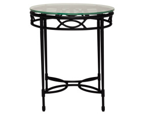 Круглый журнальный столик из нержавеющей стали и стекла