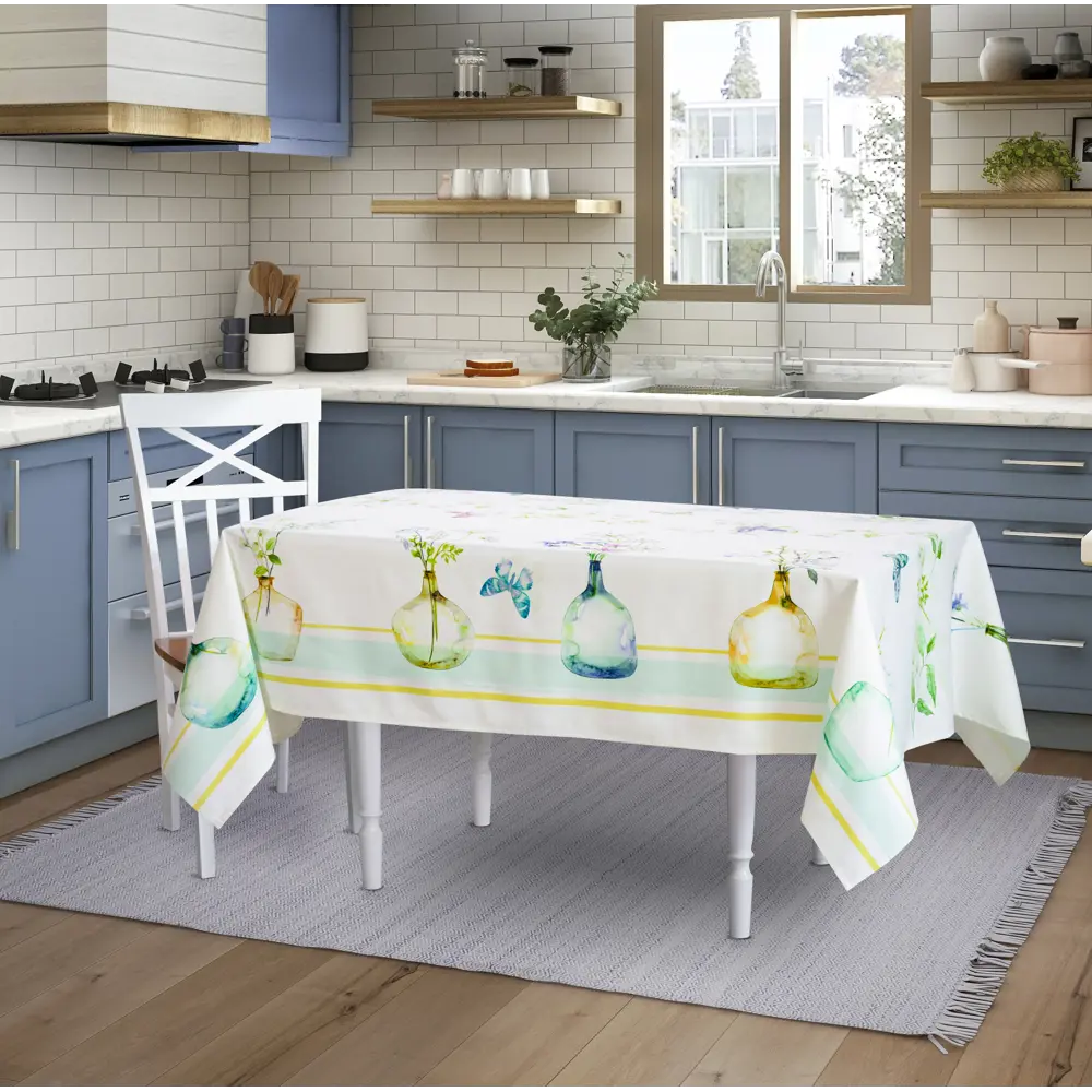 Скатерть "Вазы", прямоугольная, 140x180 см, цвет голубой GARDEN STLM-2122963