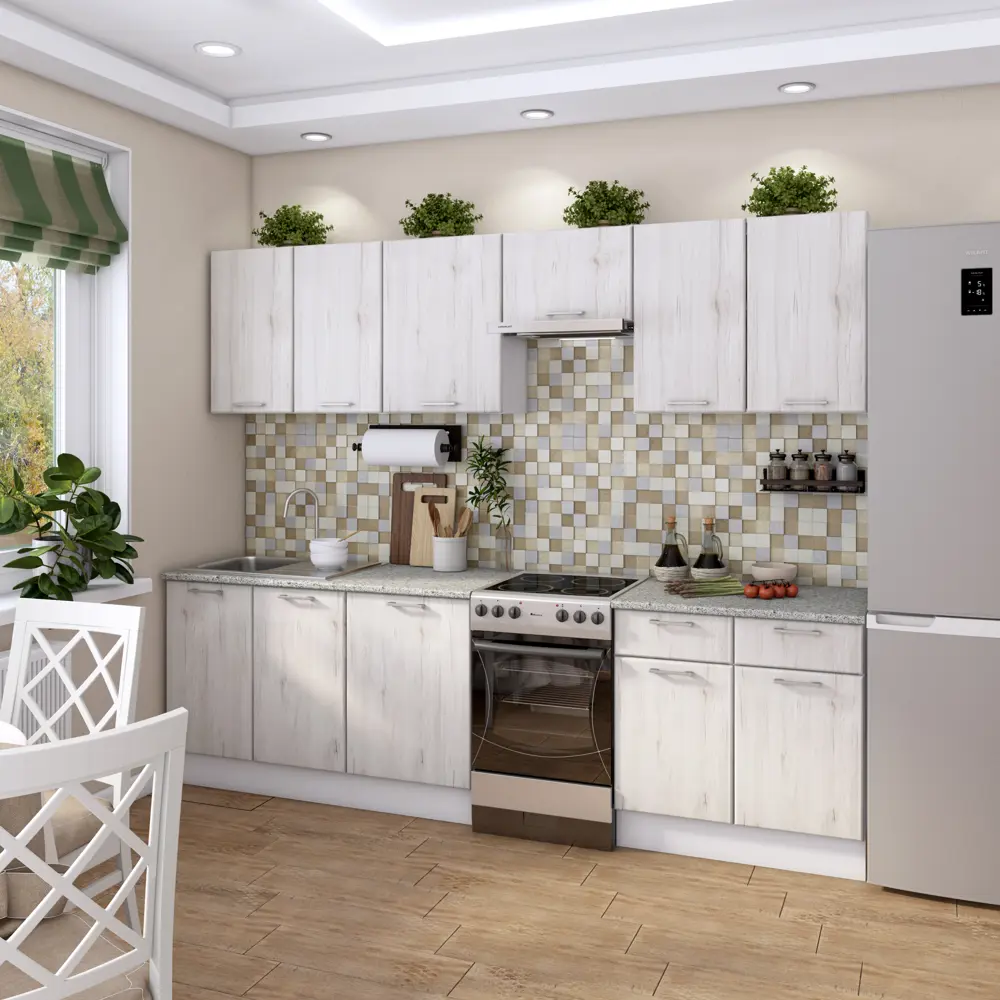 Шкаф навесной под вытяжку Сосна выбеленная-2 34.7x50 см ЛДСП цвет белый Santreyd STLM-2154886 - Вид №5