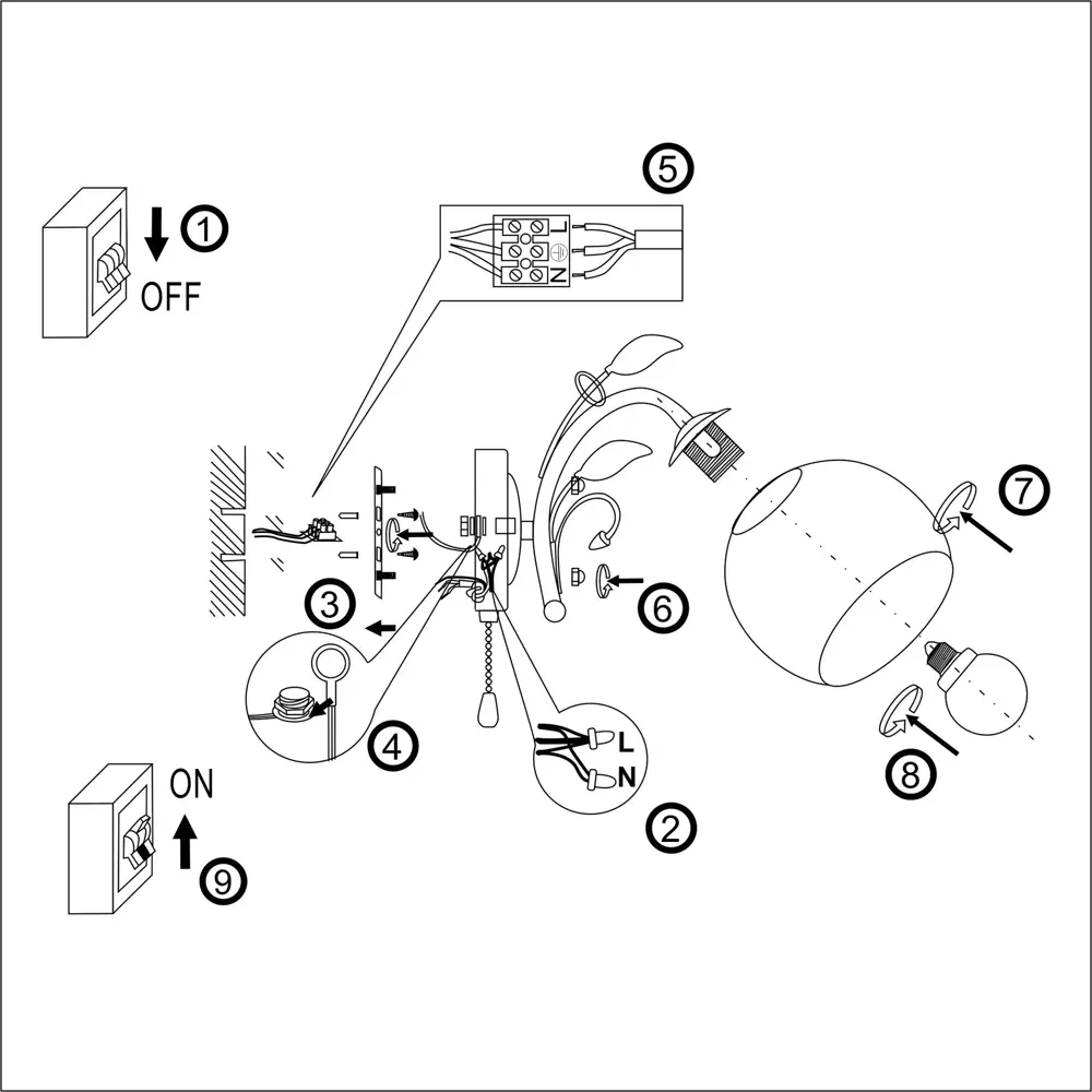 Бра настенное РОССВЕТ Меренга - черный с бежевым плафоном 89426772 STLM-1576870 - Вид №13