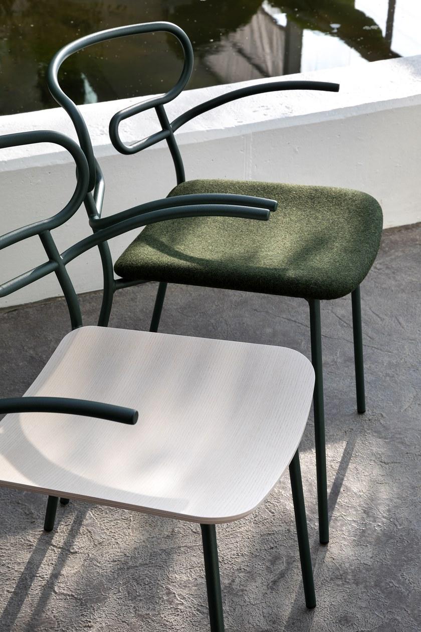 TrabA' Металлический стул для ресторана с подлокотниками со встроенной подушкой Genoa 0048-met-im-ar - Вид №5