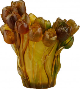 10670380 Cristal de Paris Ваза Cristal de Paris Тюльпаны 20см (янтарь) Хрусталь