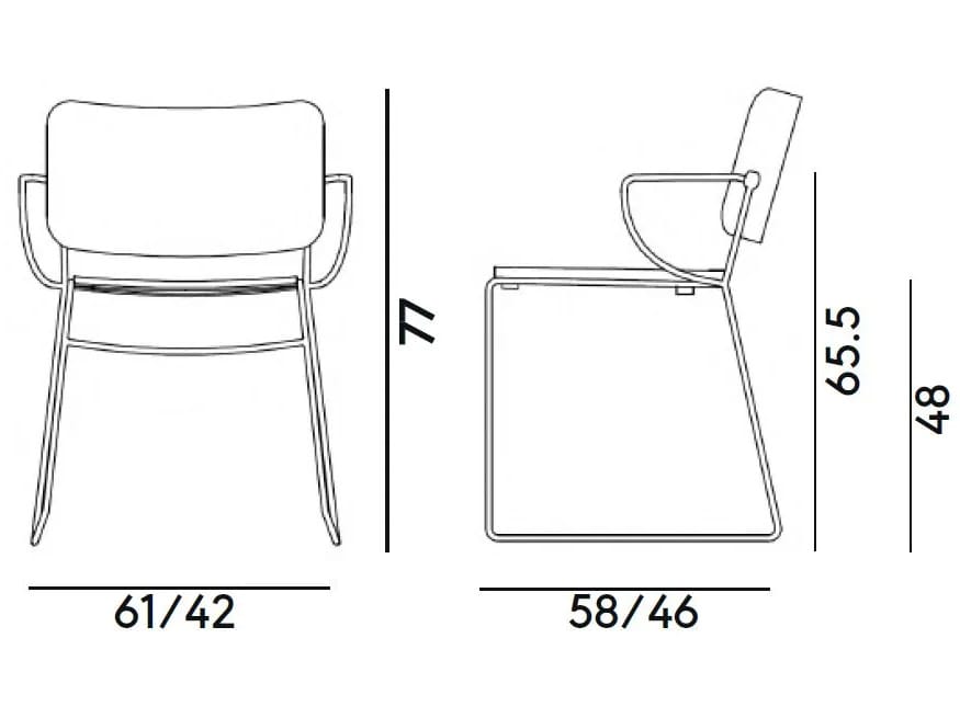 Стальной мягкий стул с подлокотниками Billiani Button Down ARCH-00032039 - Вид №3