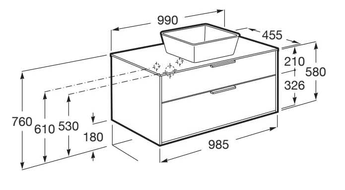 Подвесной умывальник с ящиками Roca Optica ARCH-00003312 - Вид №9