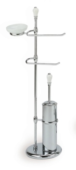 N21(39) Stil Haus Nemi, стойка: мыльн. + полотенцедер. + бумагодер. + ёрш метал., цвет хром - белая керамика 