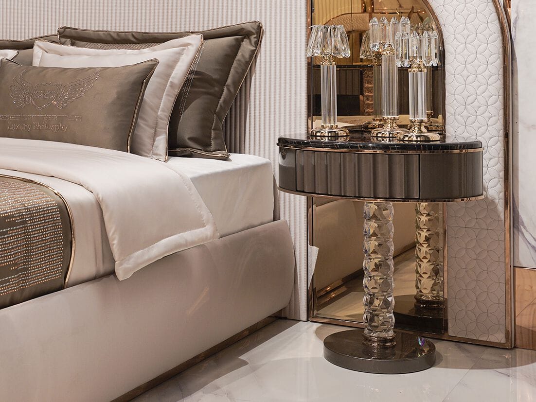 Овальная стеклянная тумбочка Zebrano Velovis ARCH-00152440