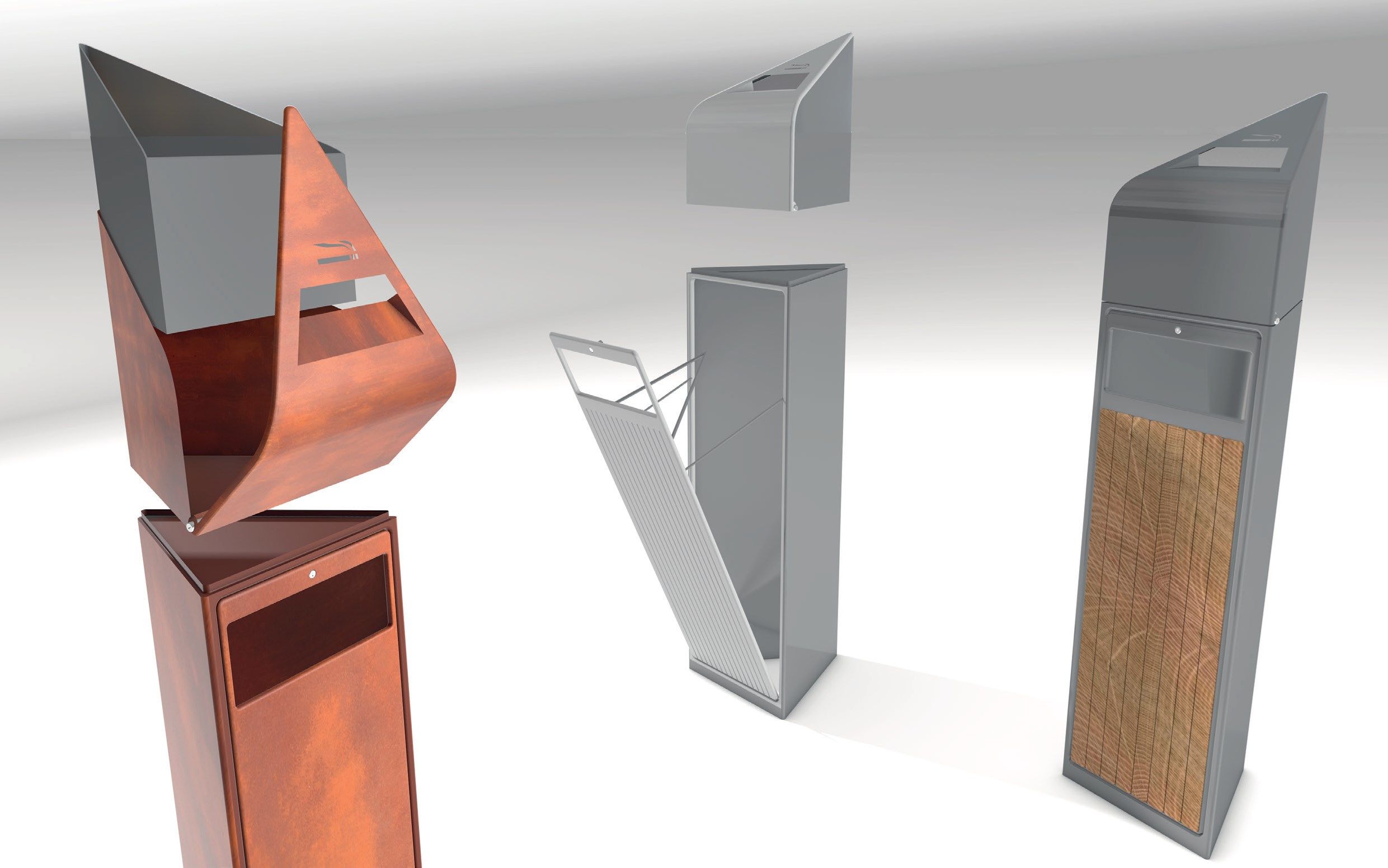 Держатель для мусора с крышкой и пепельницей для наружного использования Viscio Urban Design VERSA V2/V3 ARCH-00081696