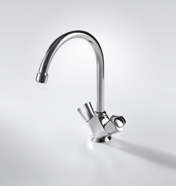 Смеситель для кухни с высоким поворотным изливом DUO F7133186CP-RUS bravat - Вид №1
