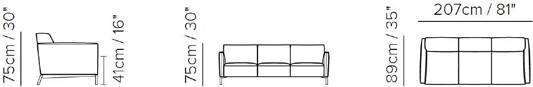 Natuzzi 3-х местный кожаный диван Tratto sun-id-1497945 - Вид №2
