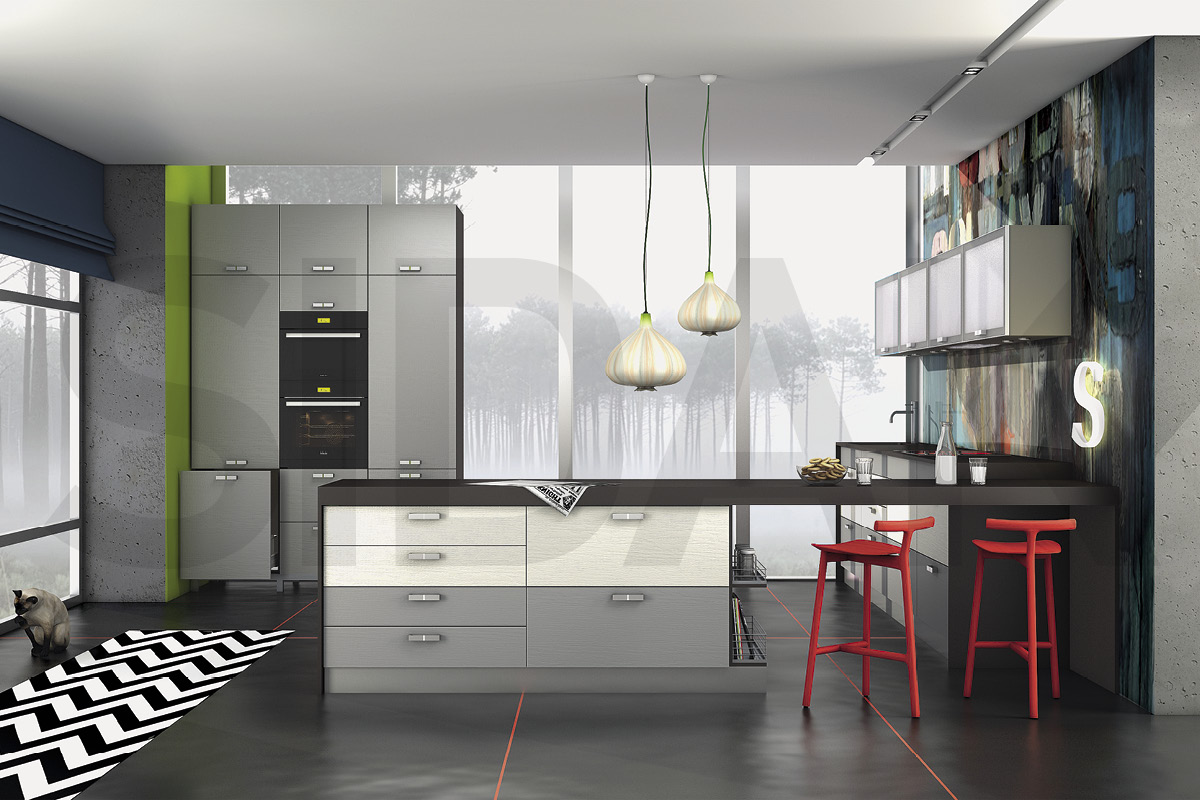 Фасады для кухни Модерн Фрезеровка «Модерн» Джут маренго SL6 SIDAK SIST182-1039 - Вид №1