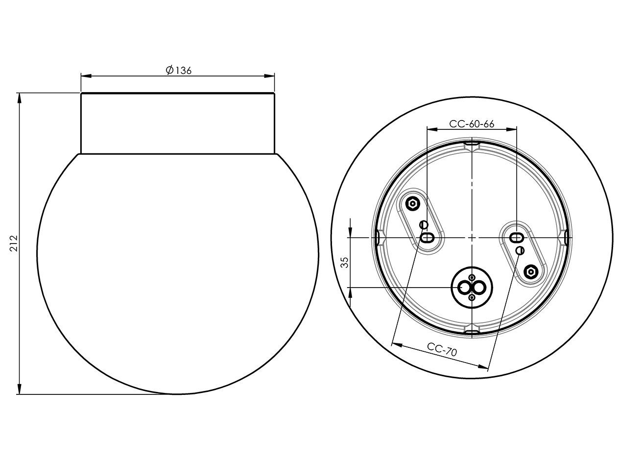 Настенный светильник / потолочный светильник из матового стекла и фарфора Ifö Electric Classic Globe ARCH-00148936 - Вид №13