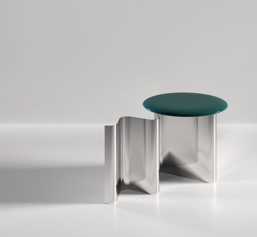 Secolo Sketch Приставной столик, столешница из глянцевой лакированной древесины, сатинированная или полированная сталь  - Вид №1