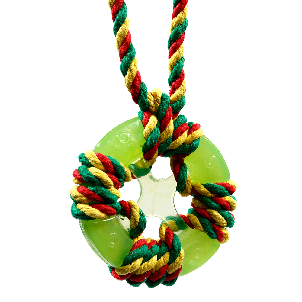 ПР0055336 Игрушка для собак Кольцо Космос с канатом (Зеленый) DOGLIKE  - Вид №1