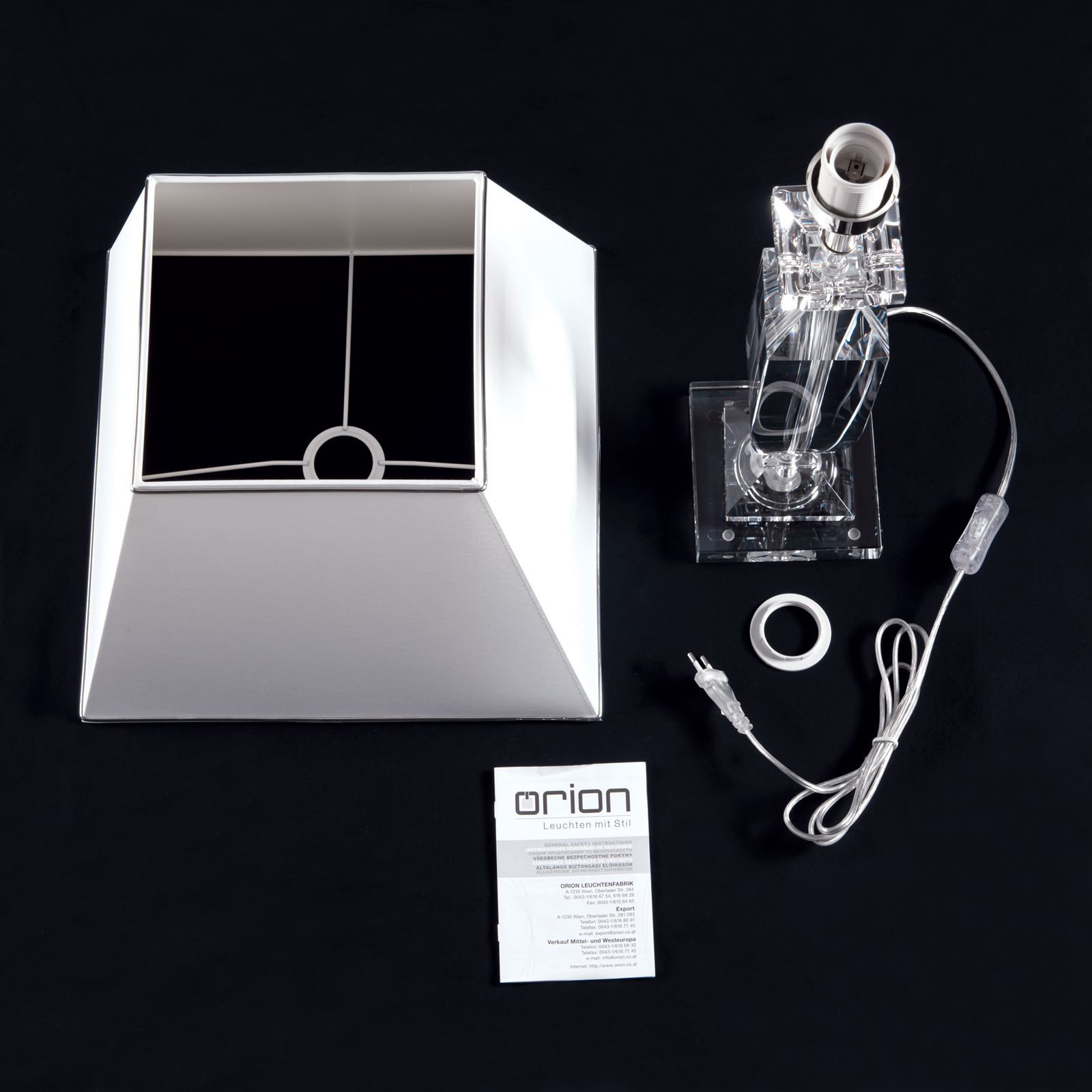 Настольная лампа из стекла и льна Orion Pokal ARCH-00007032 - Вид №5