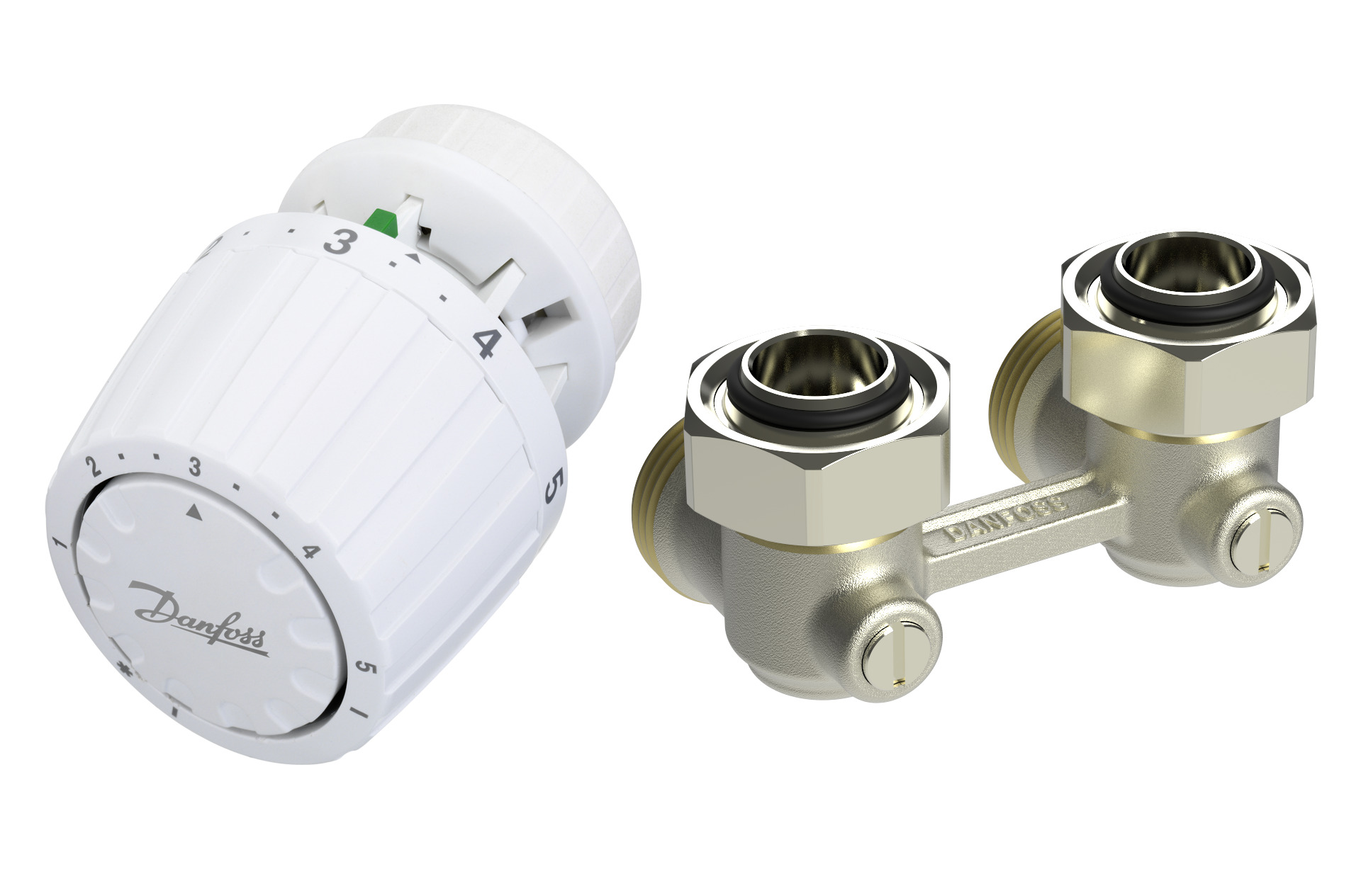 Danfoss Комплект RLV-KB/RTR 7090 для радиаторов с нижним подключением RLV-KB 20 + RTR 7090, 3/4 Прямой 013G7223  - Вид №3