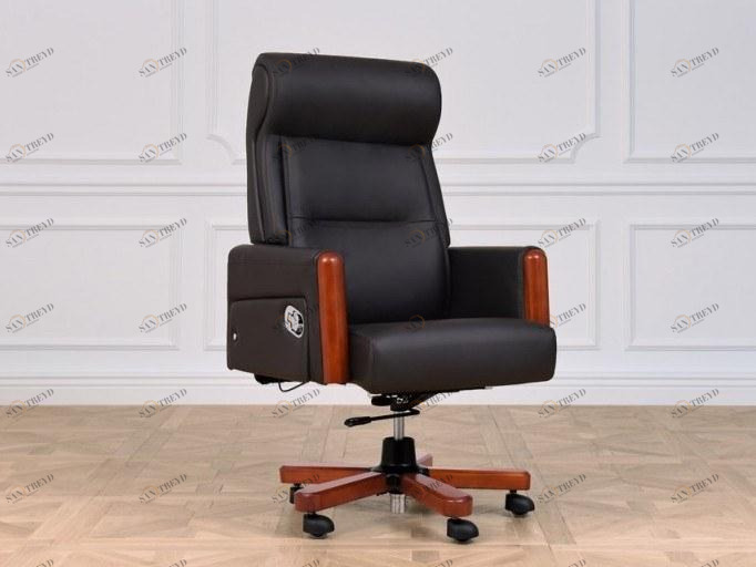 Arrediorg.it® Кожаное кресло руководителя с подлокотниками  A383 black 