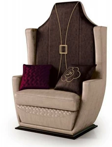 Carpanese Home Бархатное кресло с подлокотниками и высокой спинкой Contemporary 7012