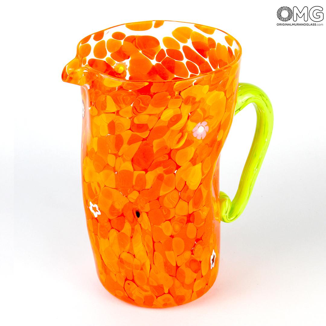 2943 ORIGINALMURANOGLASS Кувшин для вина и воды Монохром - Оранжевый - Original Murano Glass OMG 18 см  - Вид №1