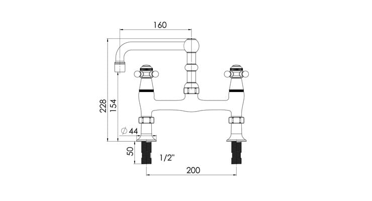 Смеситель для раковины с 2 отверстиями rvb 1920-1921 ARCH-00036048 - Вид №2