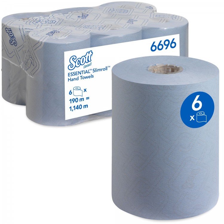 6696 Kimberly Clark Полотенца бумажные в рулоне Kimberly Clark Scott Essential Slimroll 6696 1-слойные 6 рулонов по 190 метров 