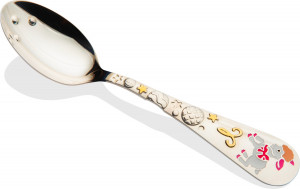 10650190 Аргента (Россия) Ложка чайная "Зодиак-Овен" ч/п с розовой эмалью+футляр Серебро 925