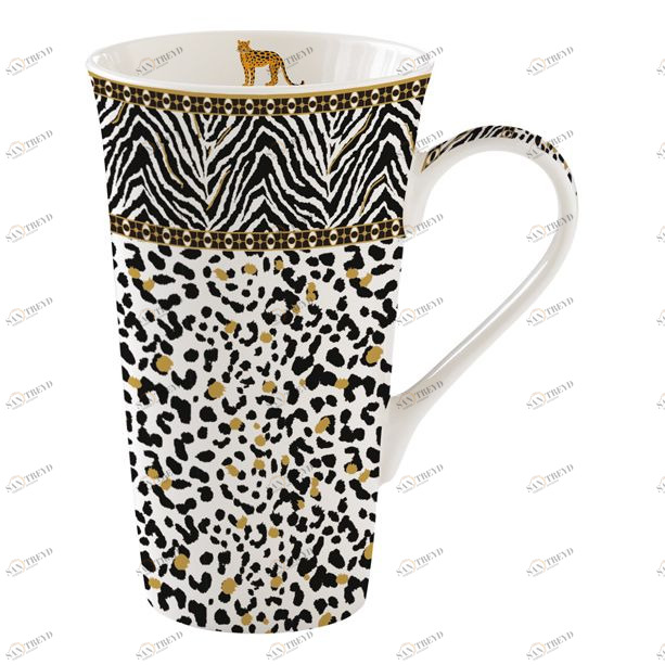Кружка фарфоровая 0,6 л бело-черная "Саванна" EASY LIFE COFFEEMANIA & ATMOSPHERE 00-3947016 Белый;черный 