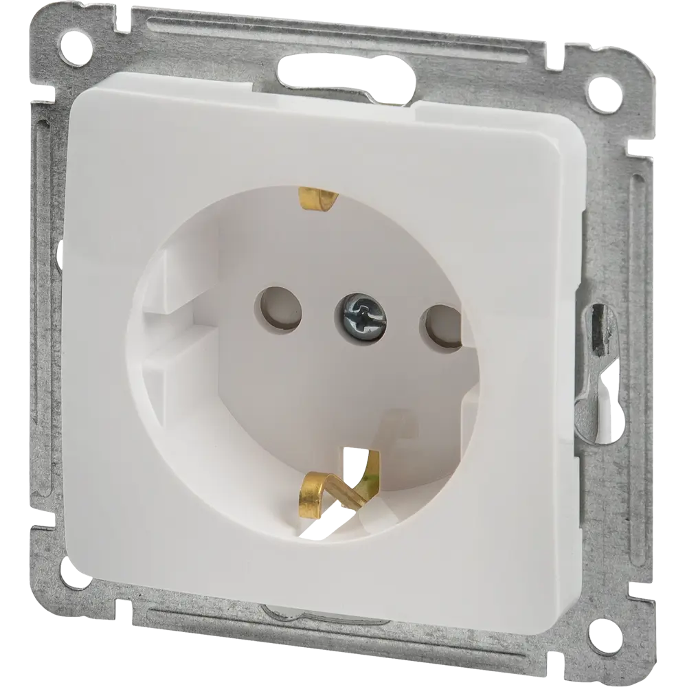 Розетка встраиваемая Hegel Мастер с заземлением со шторками цвет белый STLM-2044537 - Вид №1