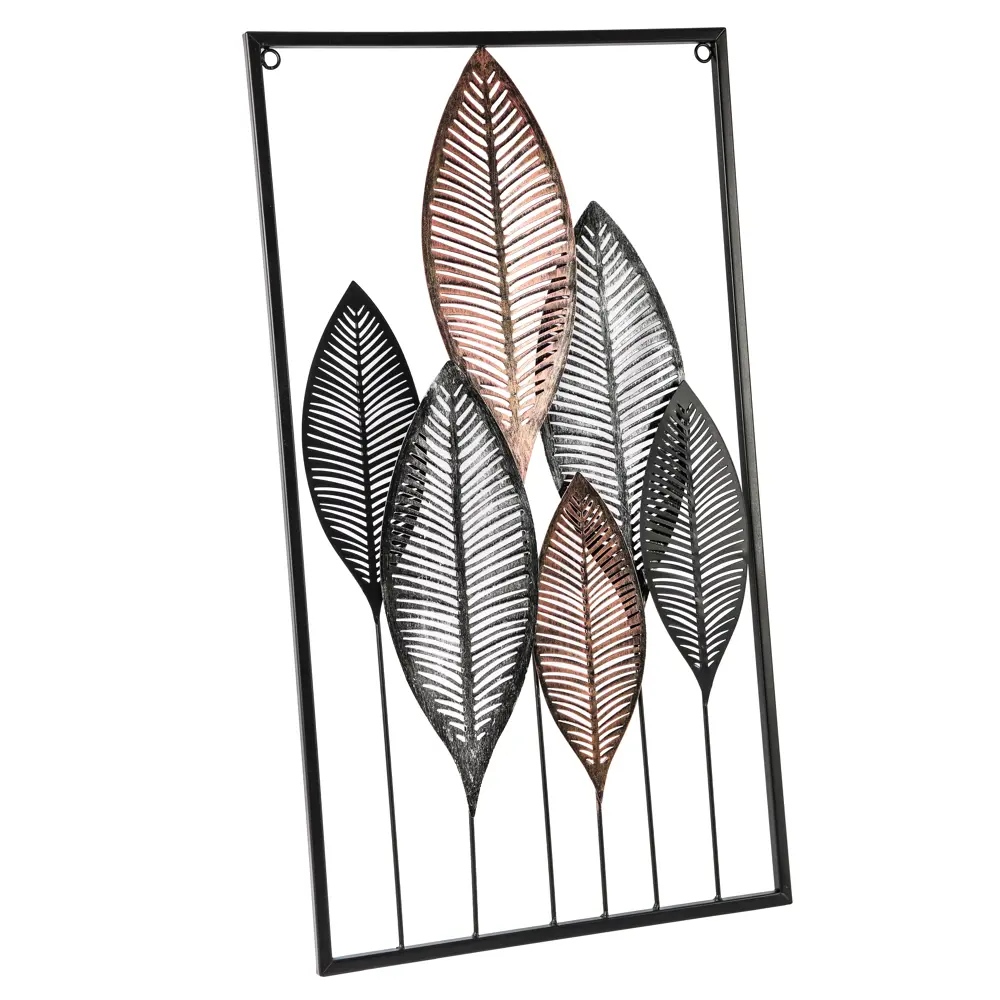 89356848 Панно настенное Листья металл 65x37 см черный STLM-0831798 Santreyd  - Вид №1