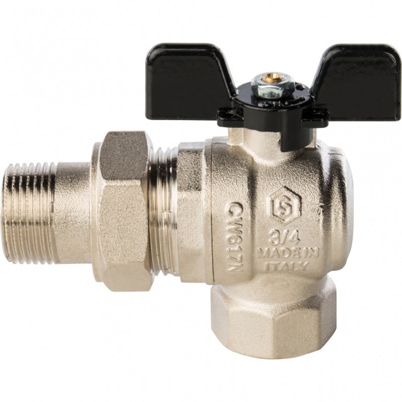 Кран шаровый STOUT ВН 3/4" угловой с американкой SVB0008000020 - Вид №1